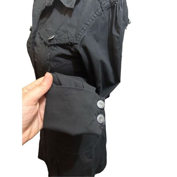 Hooch Womens Black Cotton Stretch Button Up Above Knee Goth Emo Dress Size S - Picture 7 of 12